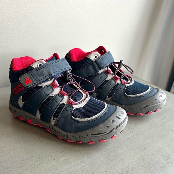 Mishansha Boy Girl Boots Blue Red Hiking Shoes Sz 3.5 Non-Slip Boots Hook Loop - Picture 1 of 10